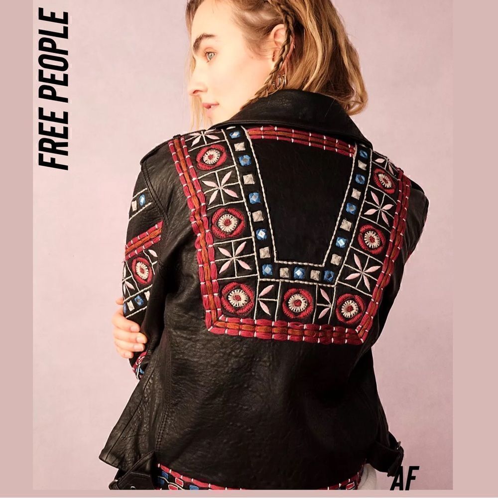 FREE PEOPLE MARI MOTO LEATHER JACKET NEW MEDIUM - Picture 5 of 16